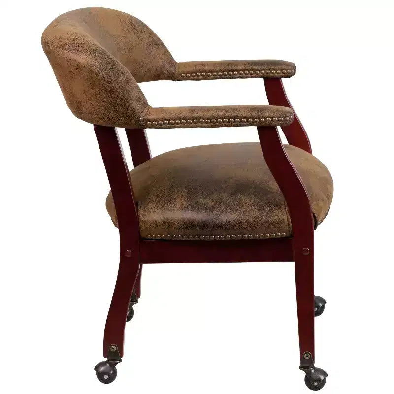 Black Vinyl Conference Chair with Nail Trim and Casters