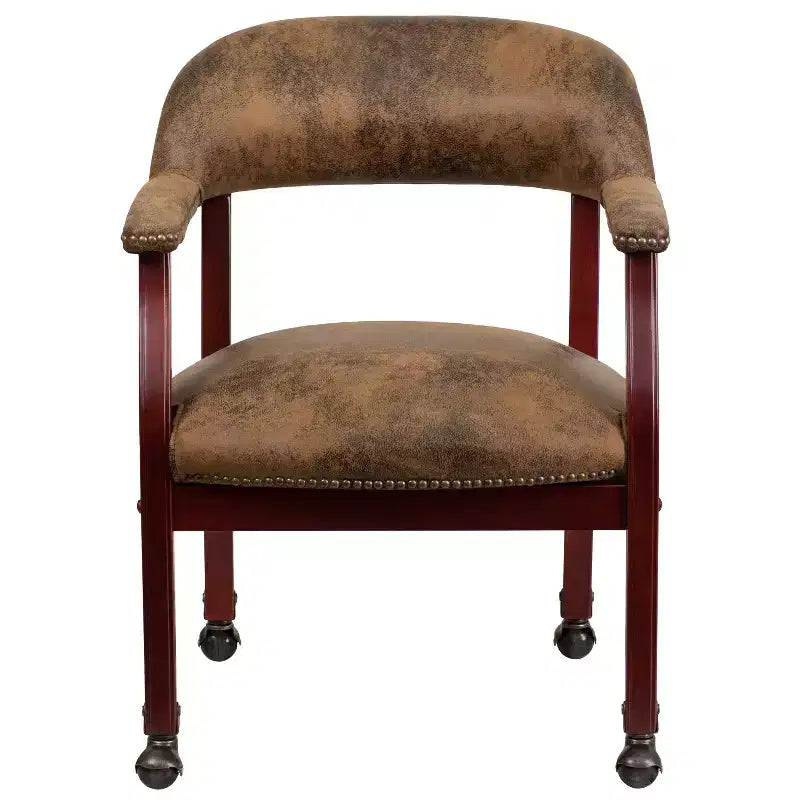 Black Vinyl Conference Chair with Nail Trim and Casters