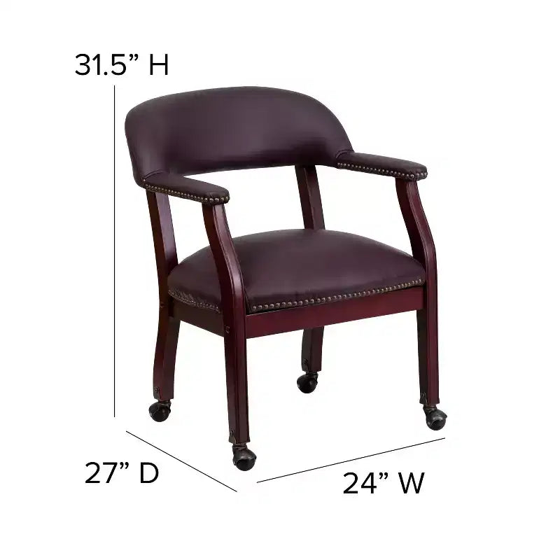 Black Vinyl Conference Chair with Nail Trim and Casters
