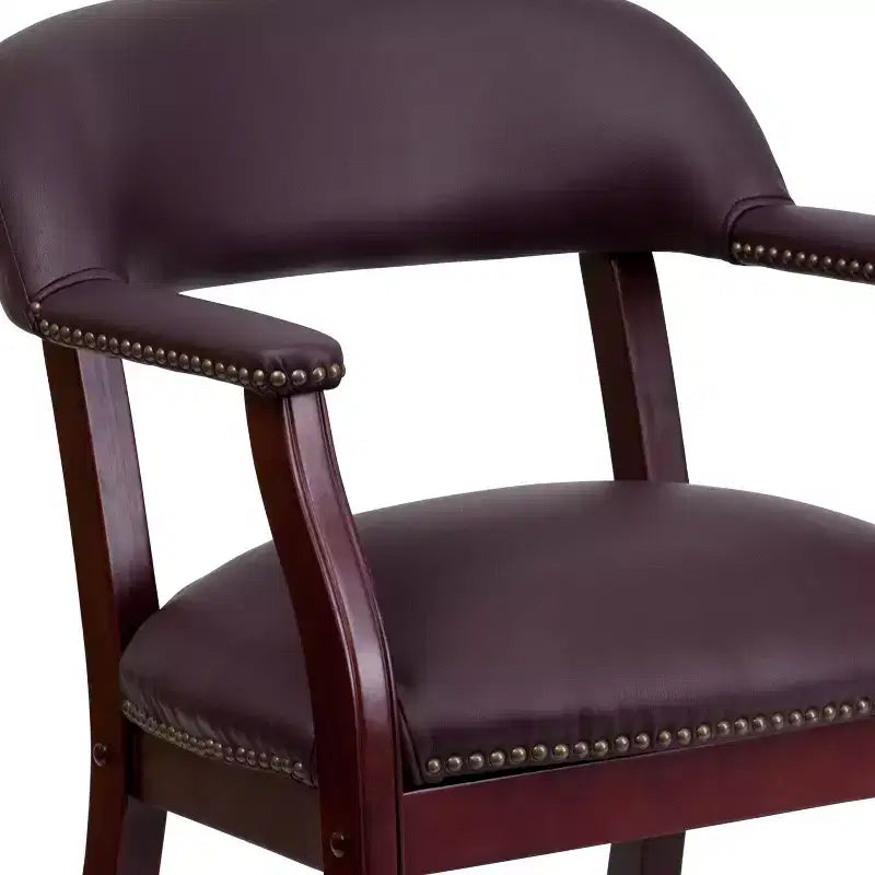 Black Vinyl Conference Chair with Nail Trim and Casters