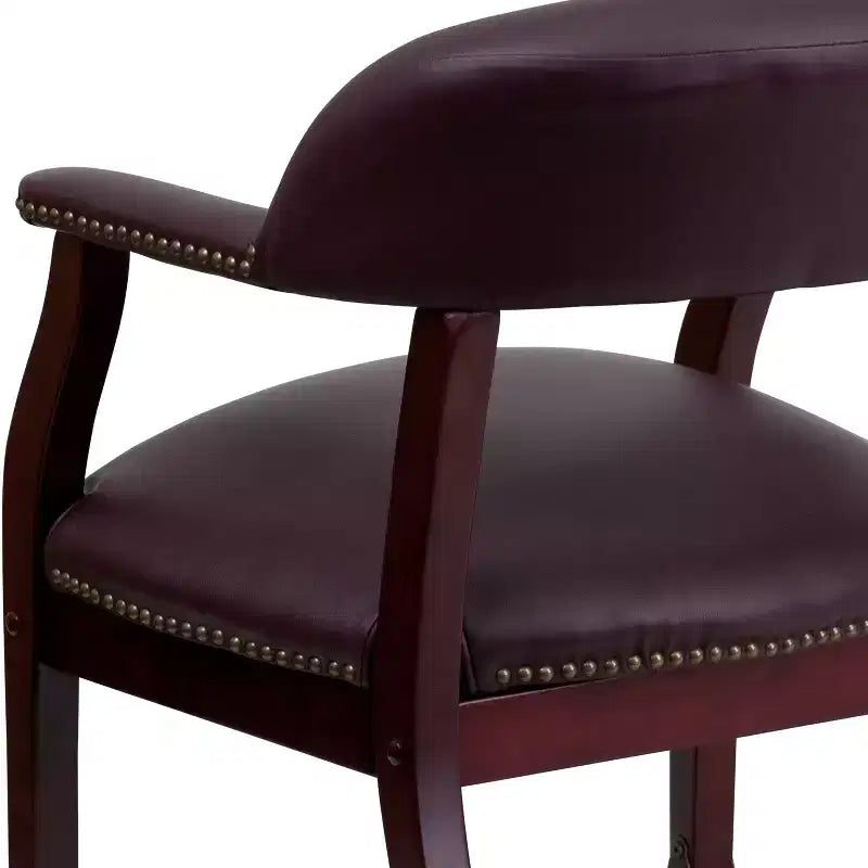 Black Vinyl Conference Chair with Nail Trim and Casters