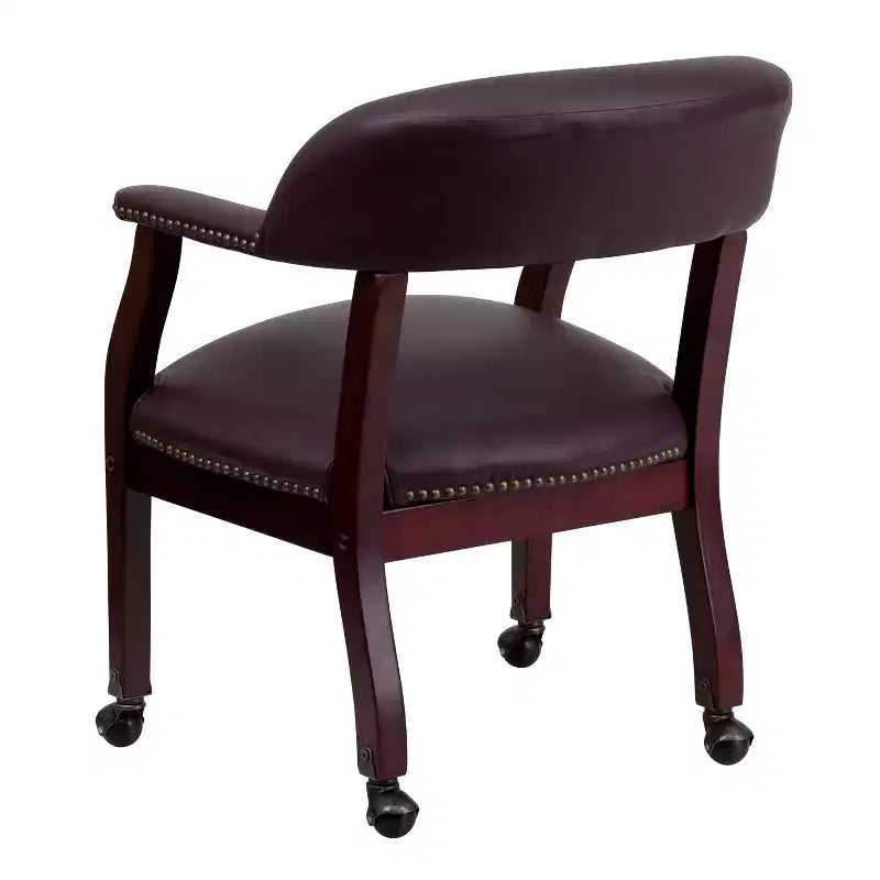 Black Vinyl Conference Chair with Nail Trim and Casters