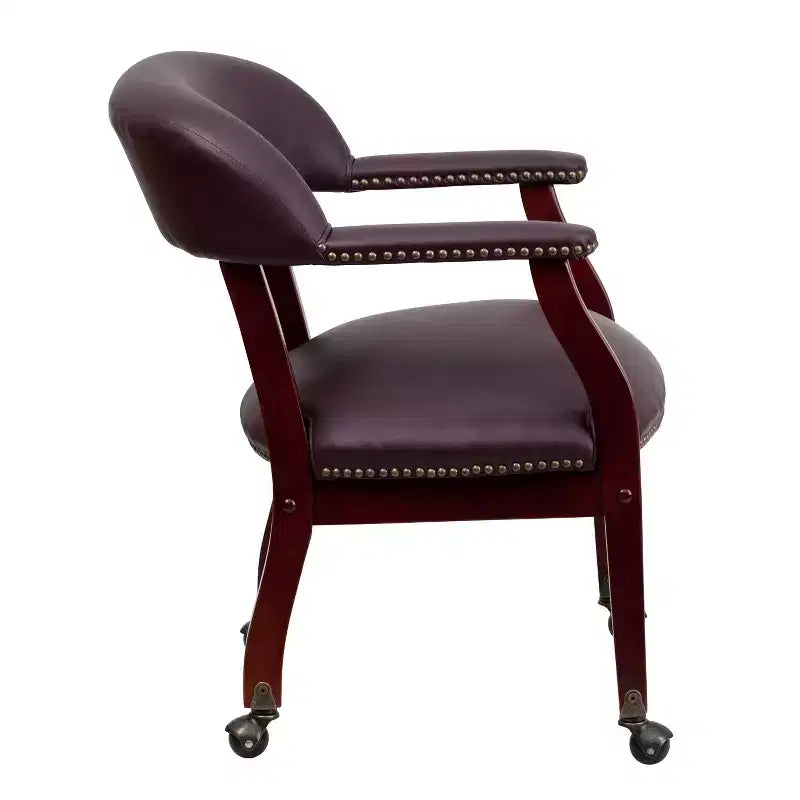 Black Vinyl Conference Chair with Nail Trim and Casters