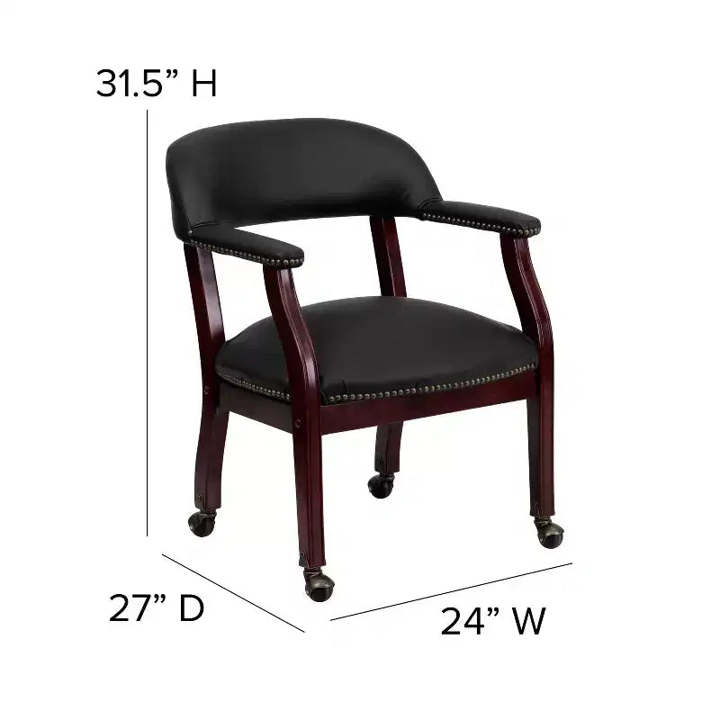 Black Vinyl Conference Chair with Nail Trim and Casters