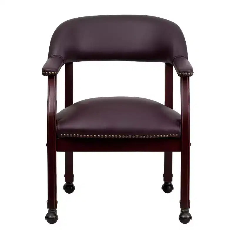 Black Vinyl Conference Chair with Nail Trim and Casters