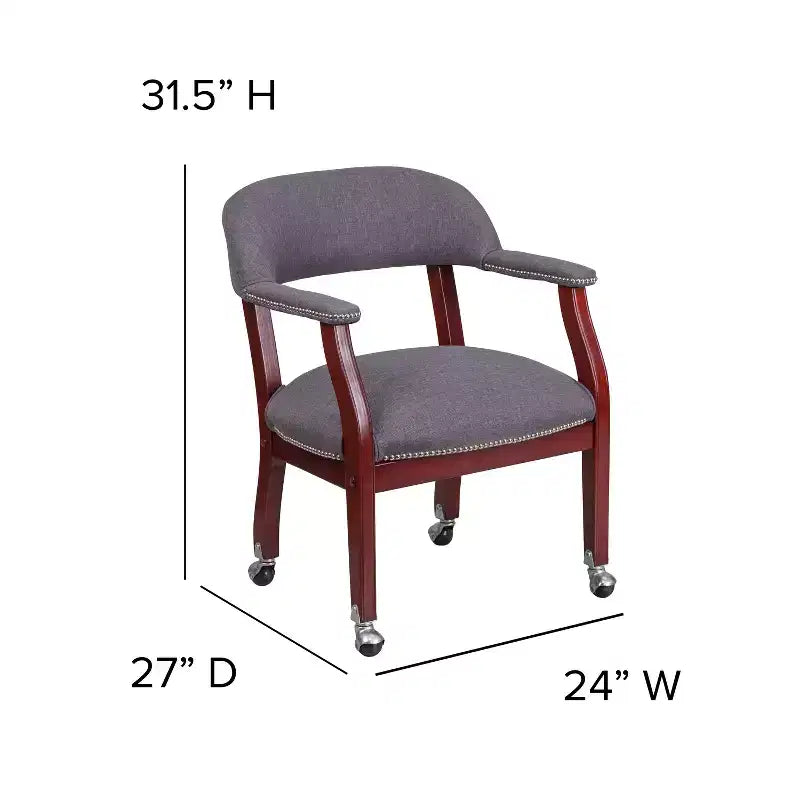 Black Vinyl Conference Chair with Nail Trim and Casters