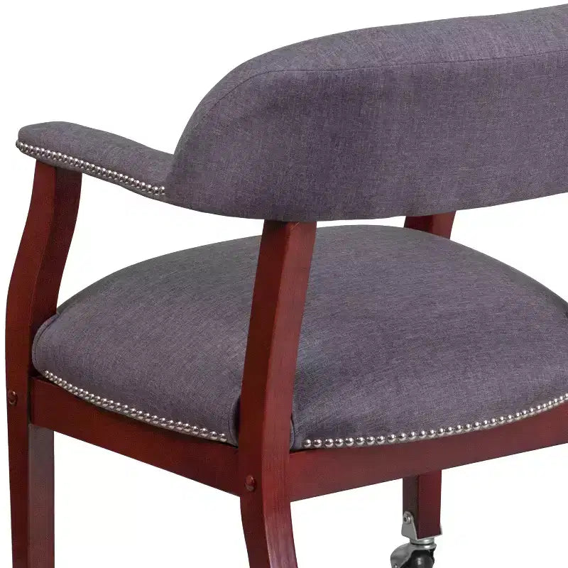 Black Vinyl Conference Chair with Nail Trim and Casters