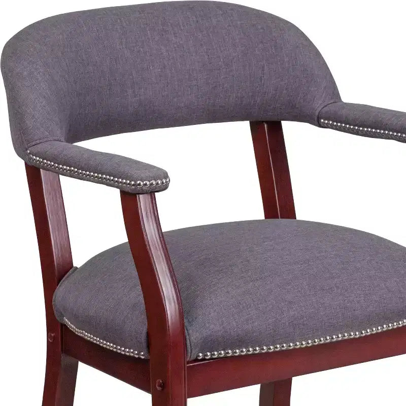 Black Vinyl Conference Chair with Nail Trim and Casters