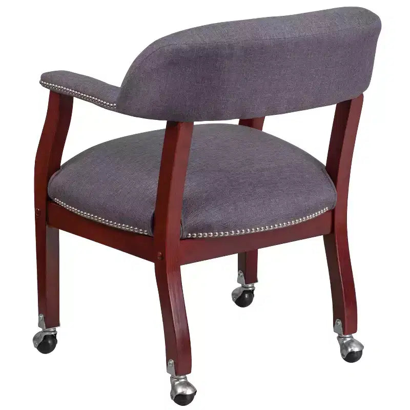 Black Vinyl Conference Chair with Nail Trim and Casters