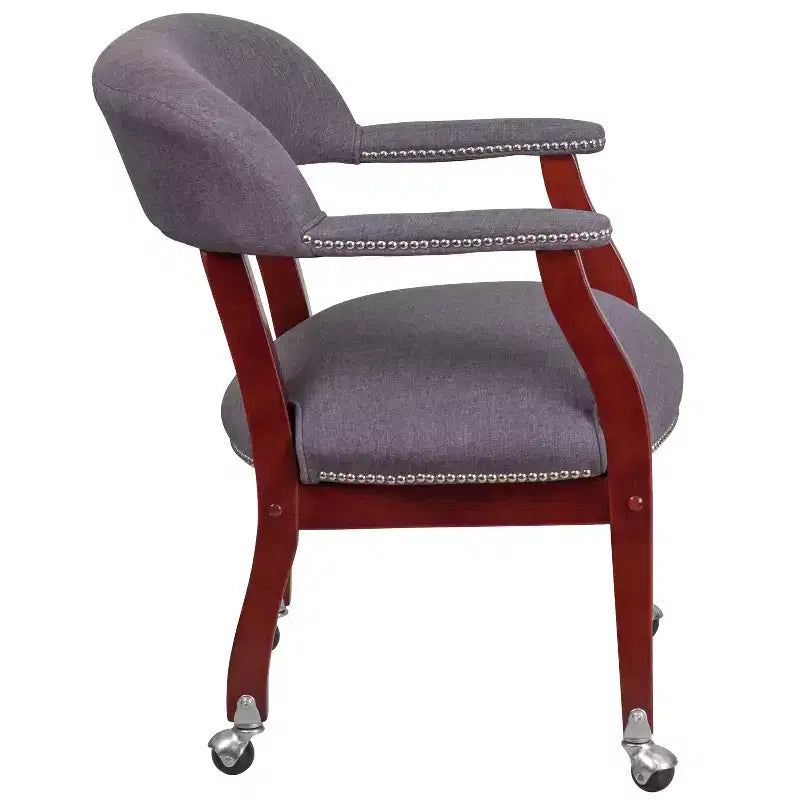 Black Vinyl Conference Chair with Nail Trim and Casters