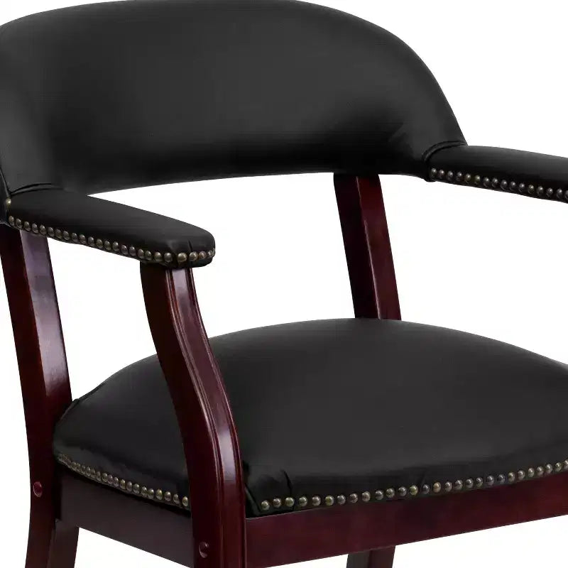 Black Vinyl Conference Chair with Nail Trim and Casters