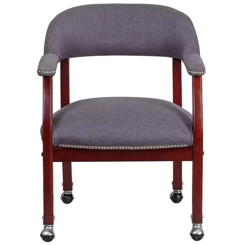 Black Vinyl Conference Chair with Nail Trim and Casters