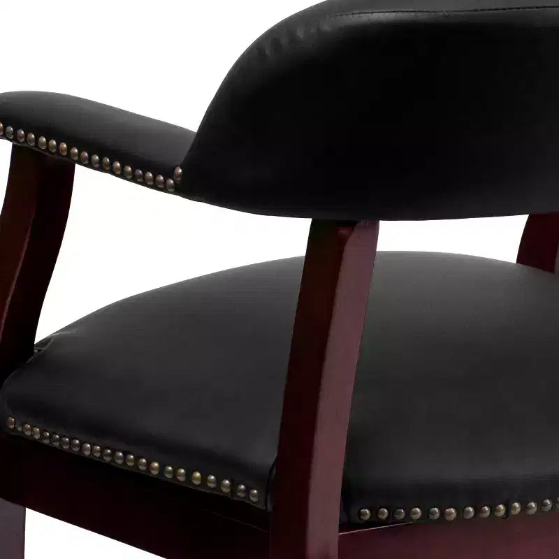 Black Vinyl Conference Chair with Nail Trim and Casters