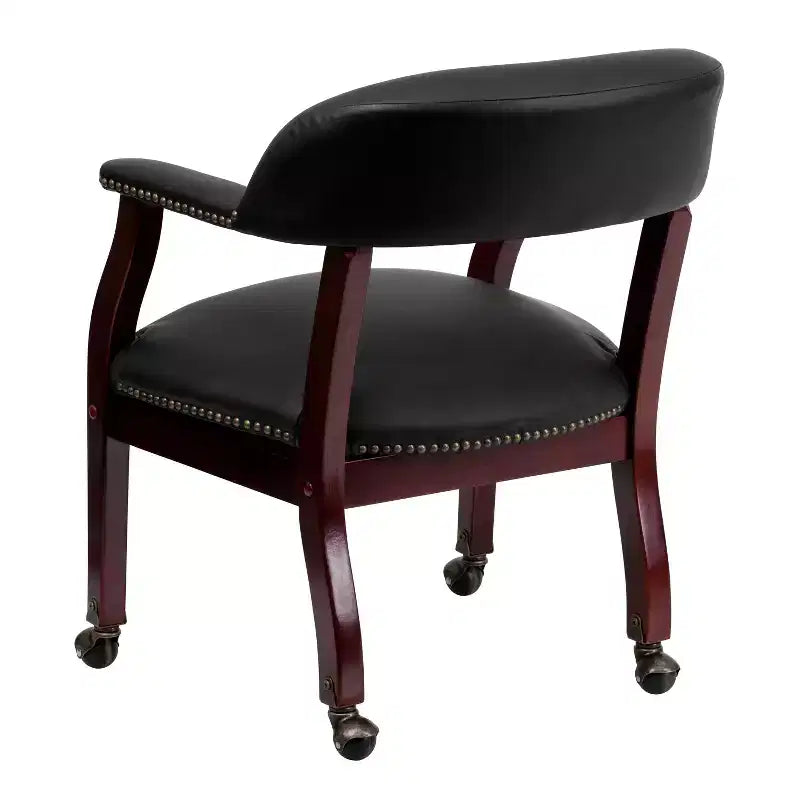 Black Vinyl Conference Chair with Nail Trim and Casters