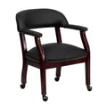Black Vinyl Conference Chair with Nail Trim and Casters