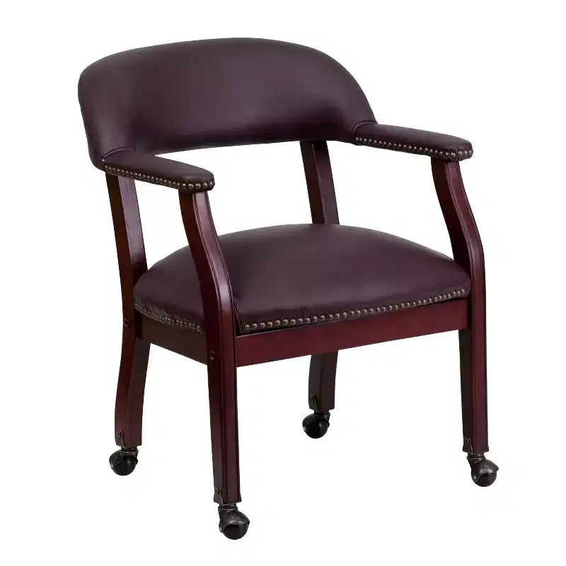 Black Vinyl Conference Chair with Nail Trim and Casters