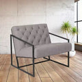 Tufted Bonded Leather Lounge Accent Chair with Slanted Arms