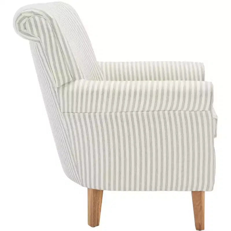 Upholstered Club Armchair, Red-White Floral Print, Cotton/Linen