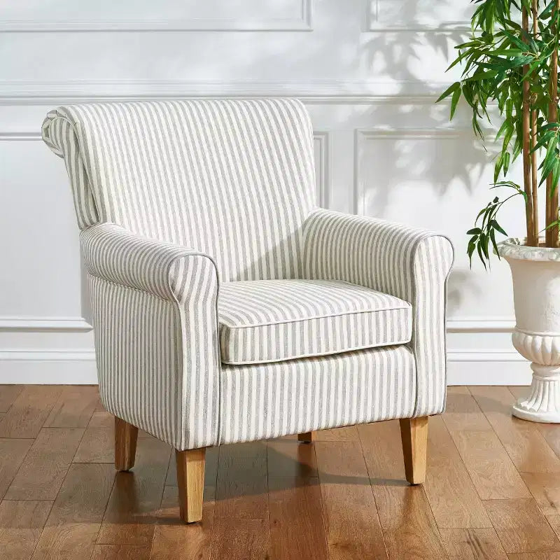 Upholstered Club Armchair, Red-White Floral Print, Cotton/Linen