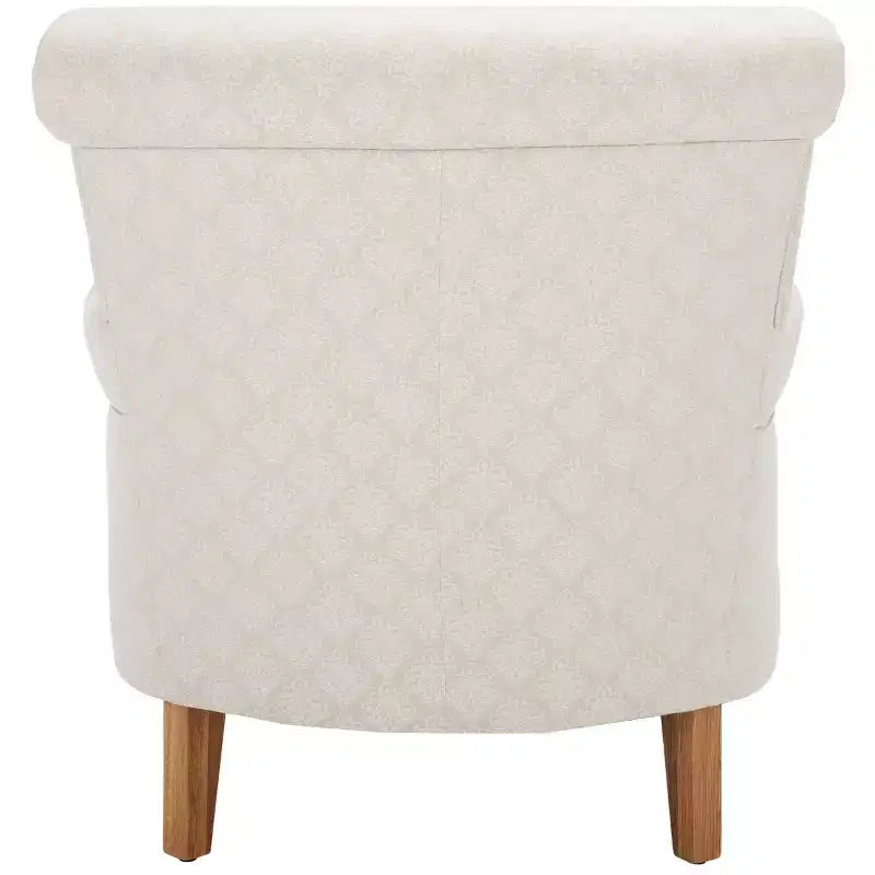 Upholstered Club Armchair, Red-White Floral Print, Cotton/Linen