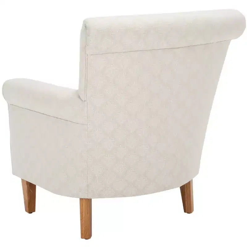 Upholstered Club Armchair, Red-White Floral Print, Cotton/Linen