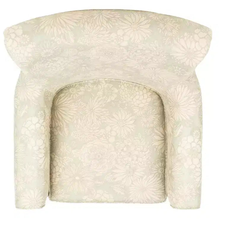 Upholstered Club Armchair, Red-White Floral Print, Cotton/Linen