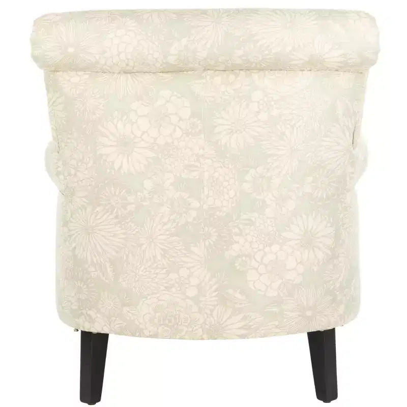 Upholstered Club Armchair, Red-White Floral Print, Cotton/Linen