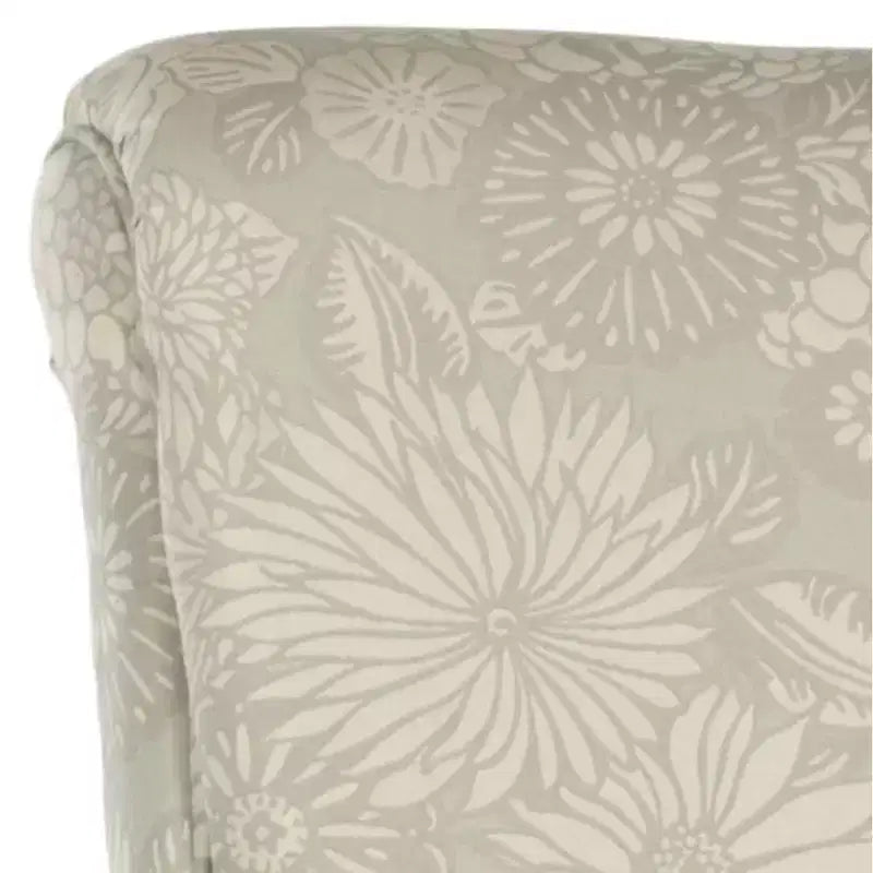 Upholstered Club Armchair, Red-White Floral Print, Cotton/Linen