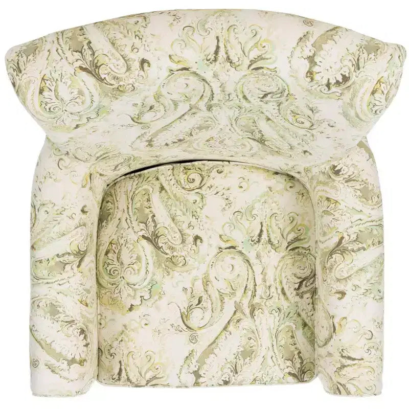 Upholstered Club Armchair, Red-White Floral Print, Cotton/Linen