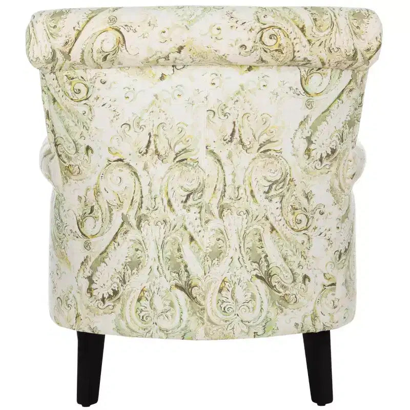 Upholstered Club Armchair, Red-White Floral Print, Cotton/Linen