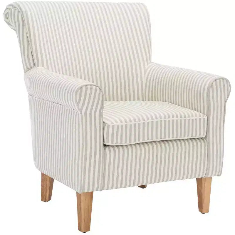 Upholstered Club Armchair, Red-White Floral Print, Cotton/Linen
