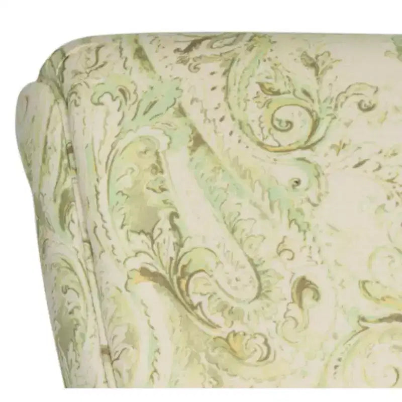 Upholstered Club Armchair, Red-White Floral Print, Cotton/Linen