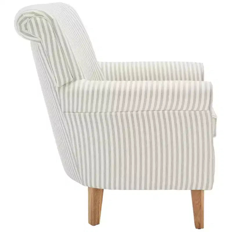 Upholstered Club Armchair, Red-White Floral Print, Cotton/Linen