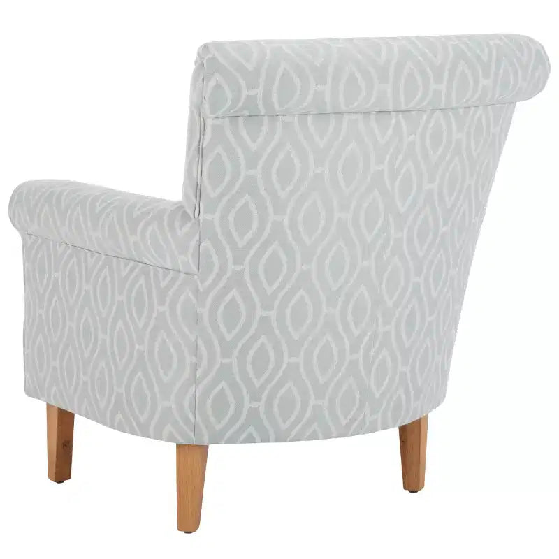 Upholstered Club Armchair, Red-White Floral Print, Cotton/Linen