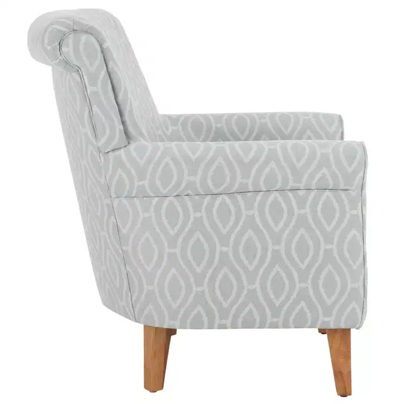Upholstered Club Armchair, Red-White Floral Print, Cotton/Linen