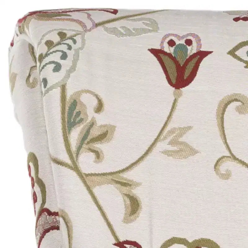 Upholstered Club Armchair, Red-White Floral Print, Cotton/Linen