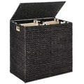 Large Natural Water Hyacinth Double Laundry Hamper with 2 Liner Bags