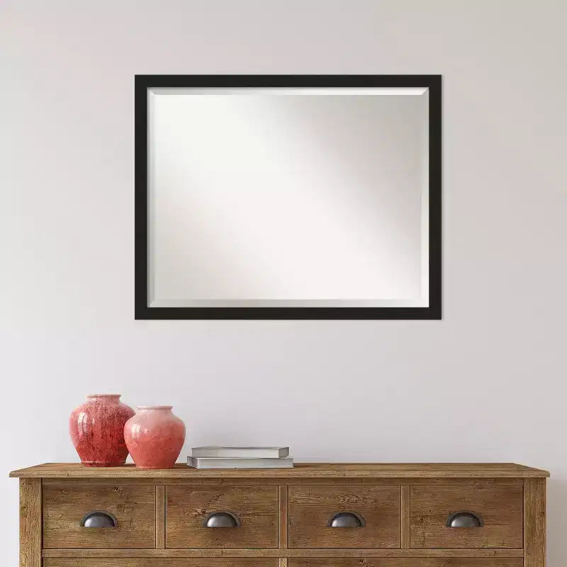 Narrow Brushed Black Framed Bathroom Vanity Wall Mirror