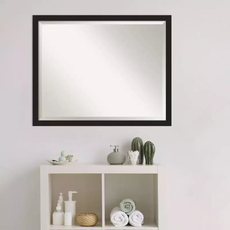Narrow Brushed Black Framed Bathroom Vanity Wall Mirror