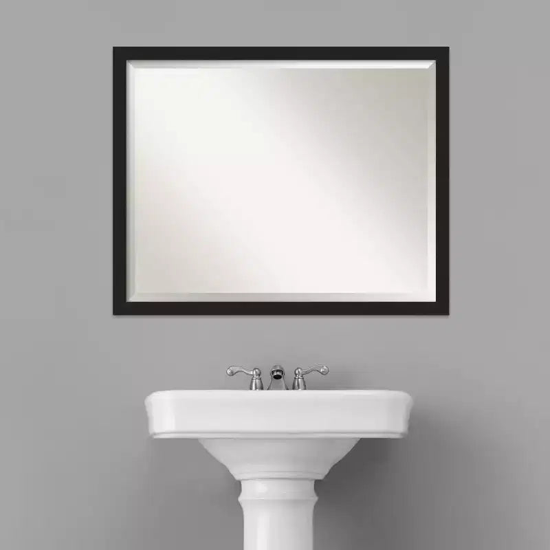 Narrow Brushed Black Framed Bathroom Vanity Wall Mirror