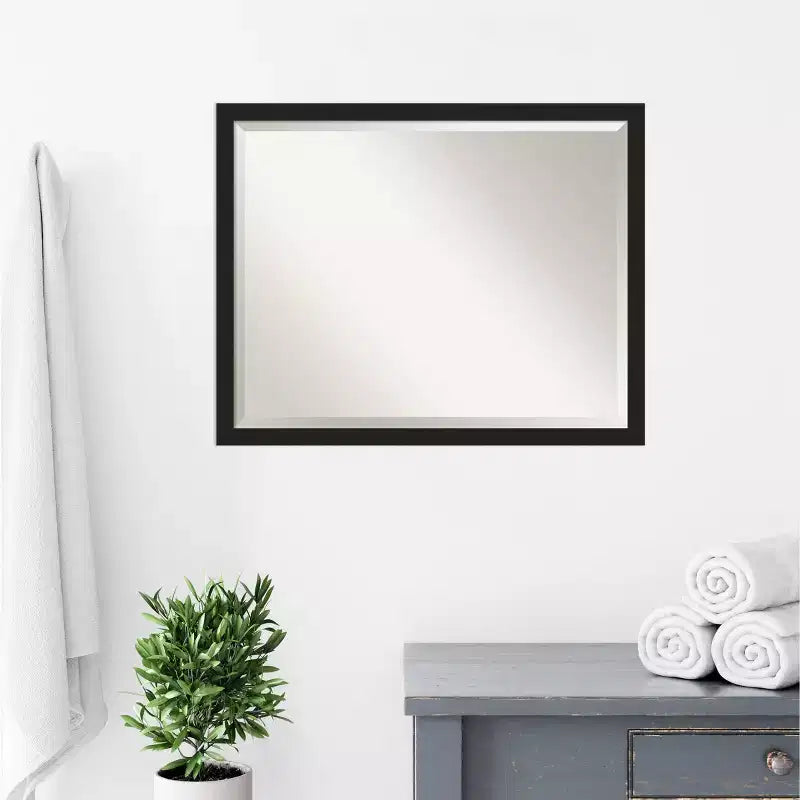 Narrow Brushed Black Framed Bathroom Vanity Wall Mirror