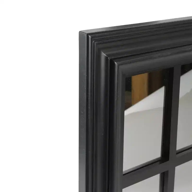 17" Black Square Windowpane Wall Mirror