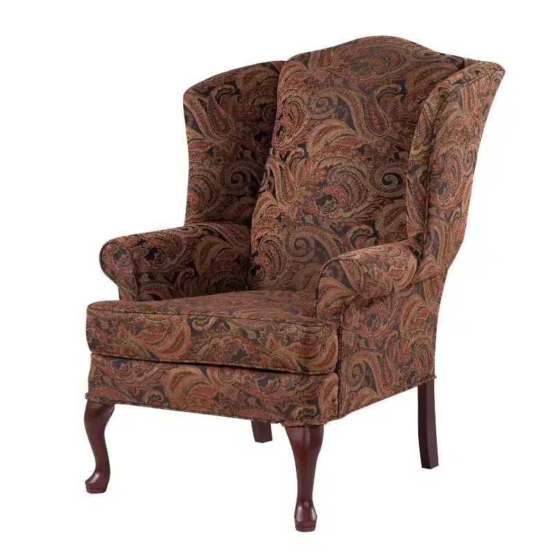 Traditional Wingback Accent Chair, Polyester Upholstery