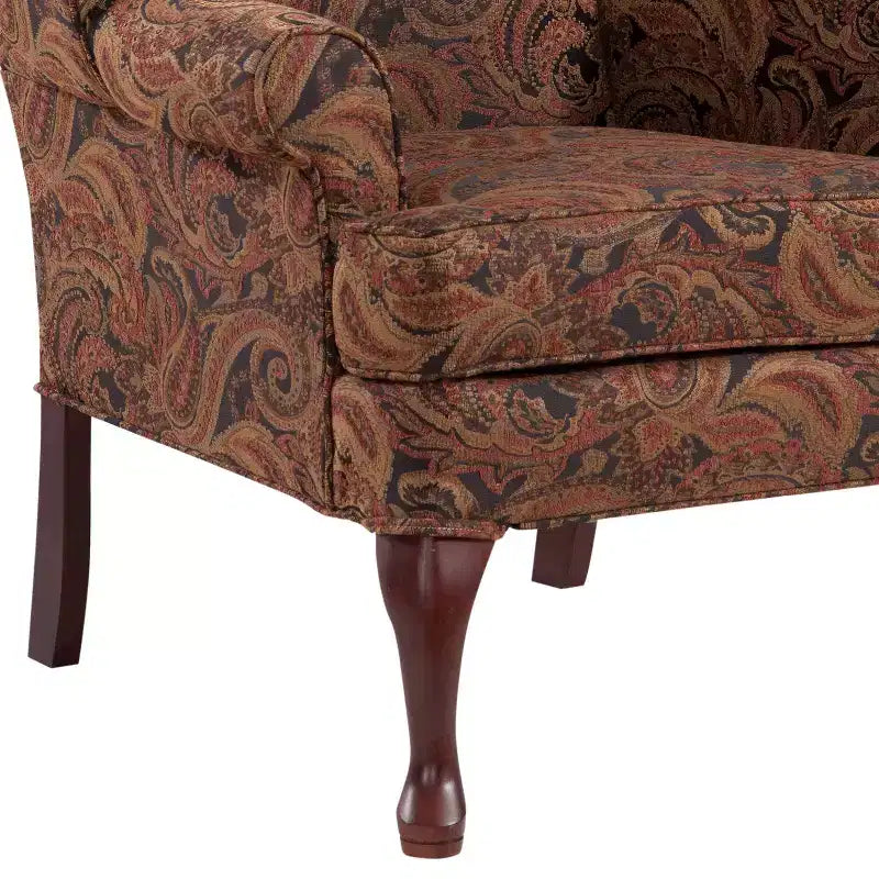 Traditional Wingback Accent Chair, Polyester Upholstery