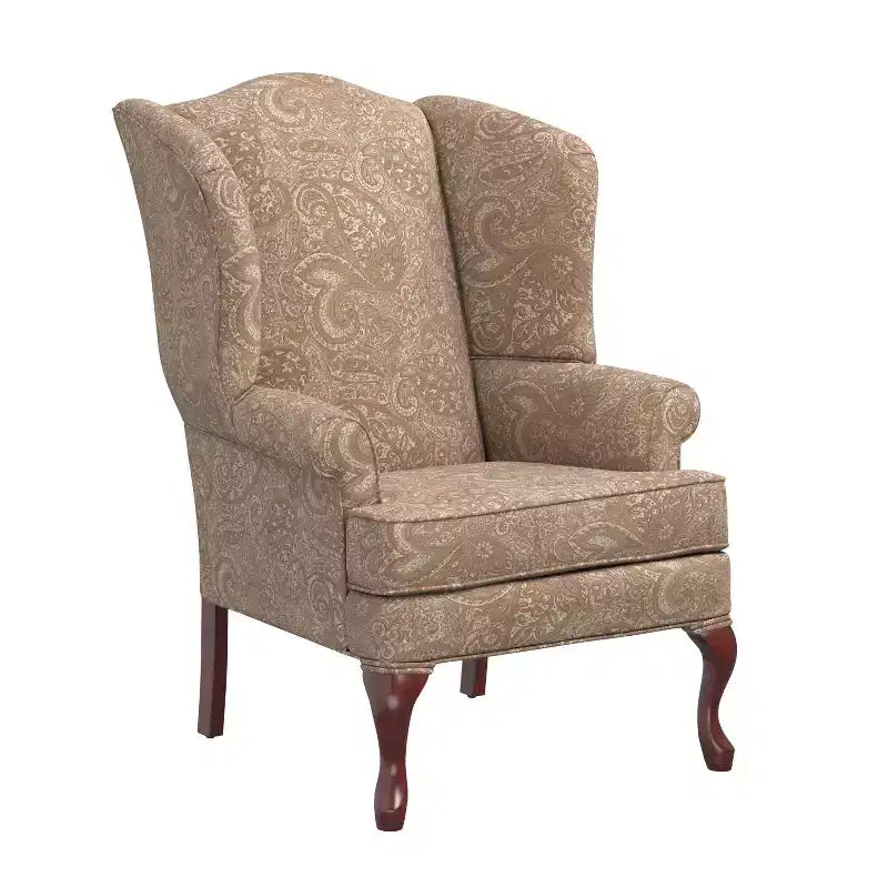 Traditional Wingback Accent Chair, Polyester Upholstery