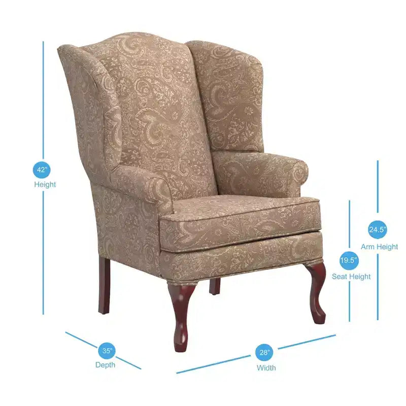 Traditional Wingback Accent Chair, Polyester Upholstery
