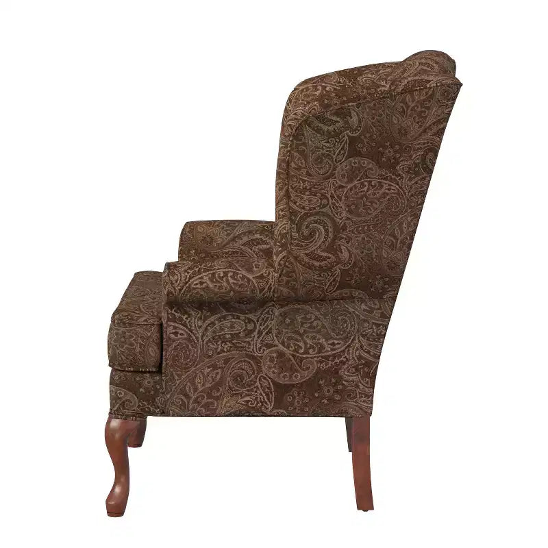 Traditional Wingback Accent Chair, Polyester Upholstery