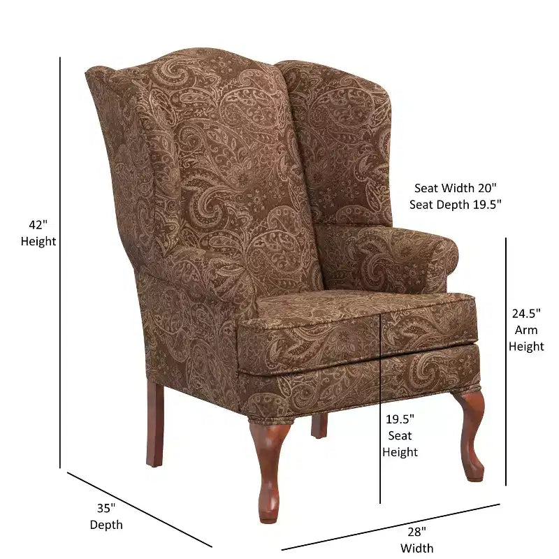 Traditional Wingback Accent Chair, Polyester Upholstery