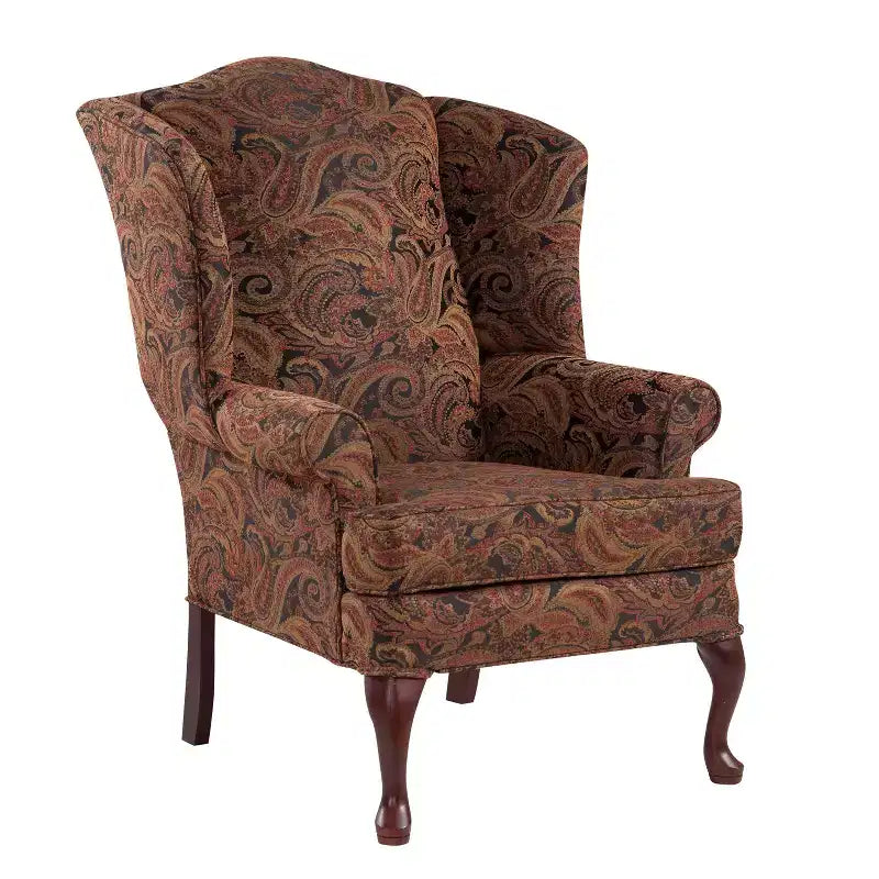 Traditional Wingback Accent Chair, Polyester Upholstery