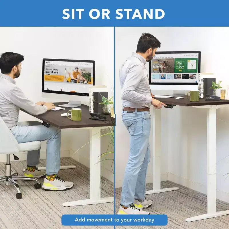 Dual Motor Electric Standing Desk with 55" Tabletop, White